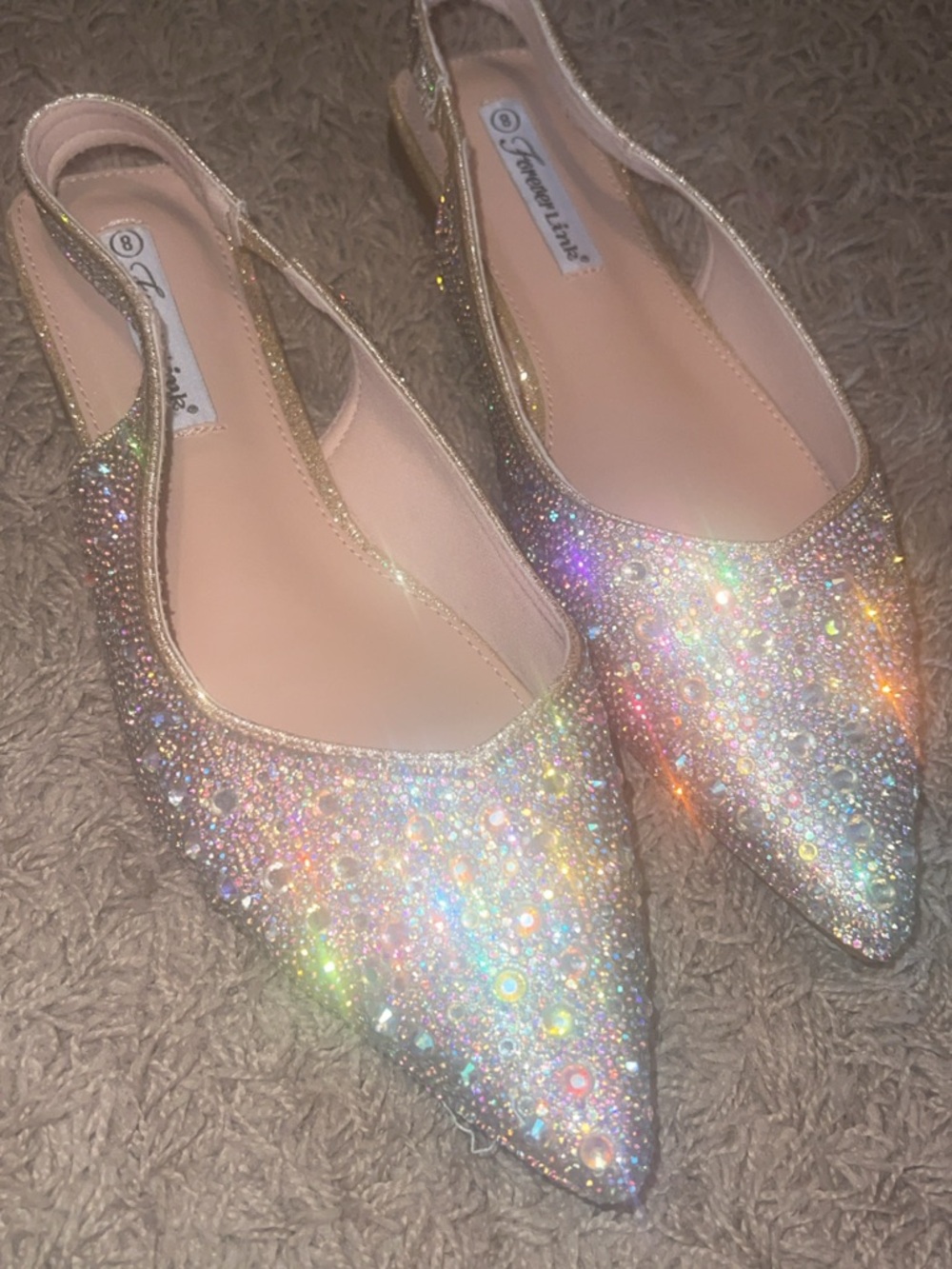 Forever Link Iridescent Glitter Pointed Slingback Flats